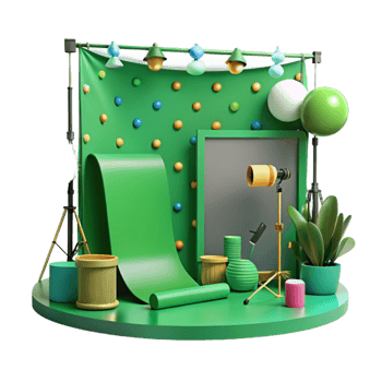 extraordinary vintage Green Screen Studio Setup Isolated Element genuine png