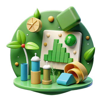 vibrant vintage Green Energy Infographic Chart Isolated premium png
