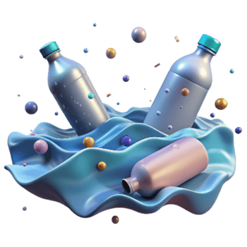 elegant rustic Plastic Bottles Floating in Ocean Isolated authentic png