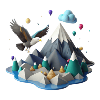 vibrant traditional Mountain Range with Soaring Eagle Cutout genuine png