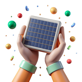 beautiful classic Hands Holding Solar Panel Model Transparent Background premium png