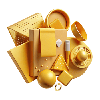 vibrant creative Golden Yellow Brand Identity Kit Mockup Isolated Element high quality png