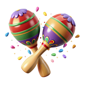 serene creative Mexican Maracas Shaking Musical Instrument Isolated Transparent Background exclusive png