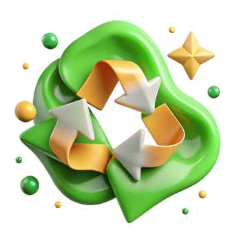 elegant rustic Recycling Symbol Arrows Green Transparent Background detailed png