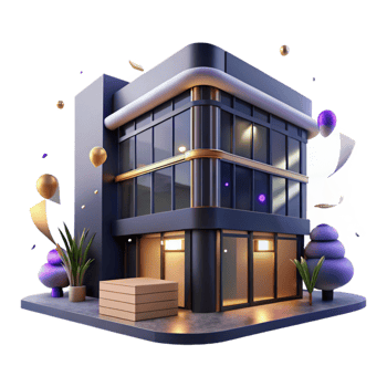 elegant creative Modern Office Building at Night with Reflections Cutout detailed png