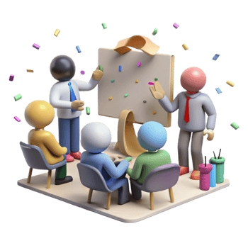 vibrant modern Group Silhouette Problem Solving Meeting Transparent Background premium png