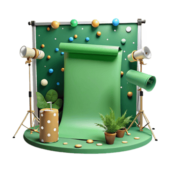 beautiful vintage Green Screen Backdrop with Stand Isolated genuine png