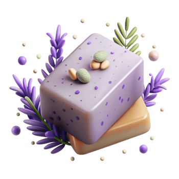 serene creative Handmade Soap Bar with Lavender Sprig Transparent detailed png