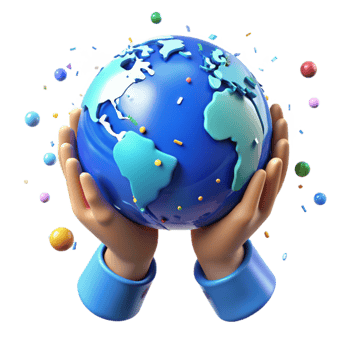 stunning artistic Hands Holding Globe with Green Leaves Cutout genuine png