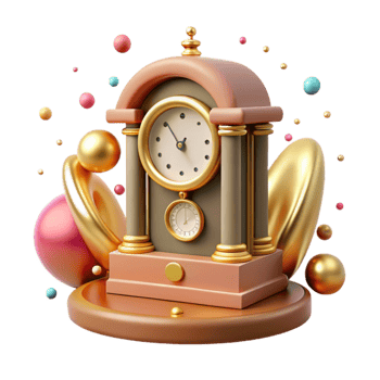 serene classic Historical Perspective Antique Clock Cutout authentic png