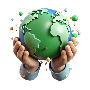 stunning rustic Hands Holding Globe with Green Leaves Cutout high resolution png