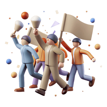 vibrant vintage Group Marching Protest Silhouette Isolated exclusive png
