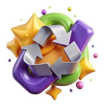 stunning artistic Recycle Symbol 3d Isolated on Transparent Background original png