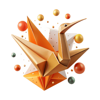impressive creative Orange Origami Crane Front View Cutout authentic png