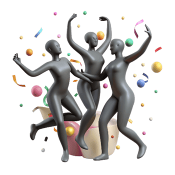 serene artistic Modern Dance Trio in Silhouette Cutout on White original png