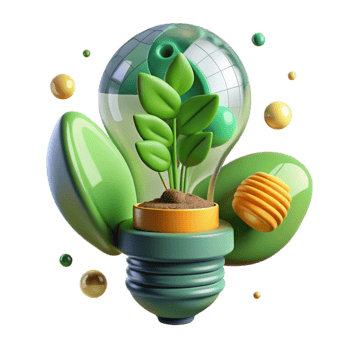 dramatic minimalist Green Lightbulb with Plant Inside Creative Design Transparent authentic png
