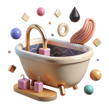 wonderful artistic Modern Bathtub with Faucet Cutout original png