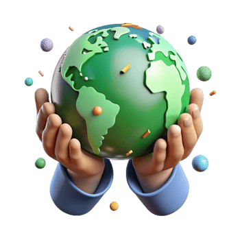 wonderful rustic Hands Holding Globe with Green Leaves Cutout png