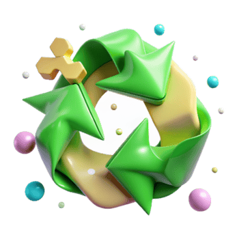 dramatic contemporary Recycling Symbol with Green Arrows Transparent Background exclusive png
