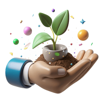 serene minimalist Hand Holding Sprout Emerging From Soil Cutout png
