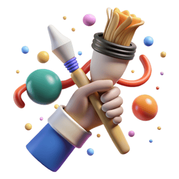 impressive modern Hand Holding Paintbrush Isolated Element exclusive png