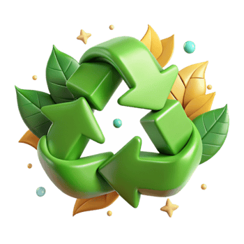 dramatic abstract Recycle Symbol Formed by Green Leaves Isolated Element genuine png