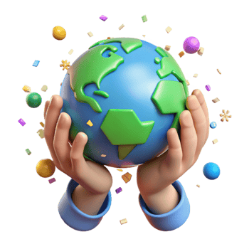 serene classic Hands Holding Globe with Green Leaves Cutout high quality png