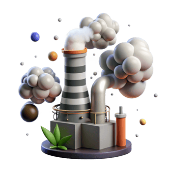impressive vintage Industrial Smokestack Fumes Isolated with White and Gray Smoke genuine png