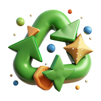 serene classic Recycling Symbol Green Arrows Isolated Element detailed png