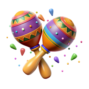 dramatic vintage Mexican Maracas Brightly Painted Wood Isolated Cutout professional png