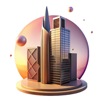 vibrant creative Modern Skyscraper Silhouette at Sunset Isolated high resolution png