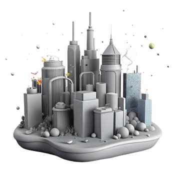 extraordinary artistic Polluted City Skyline Gray Color Isolated Cutout png
