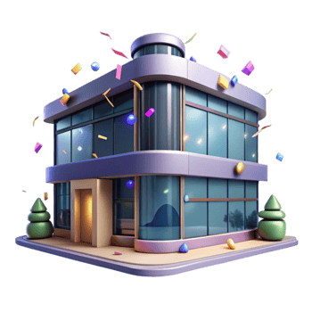 vibrant abstract Modern Office Building Facade Isolated Night View premium png