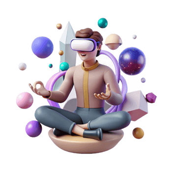 elegant abstract Man Meditating in Virtual Reality Isolated professional png