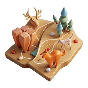 dramatic creative Map with Animal Migration Arrows Isolated Element genuine png