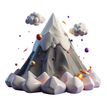 extraordinary abstract Mountain Peak with Snow Cap and Clouds Isolated with Dramatic Sky exclusive png