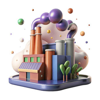 stunning creative Greenhouse Gas Emissions Factory Silhouette Isolated detailed png