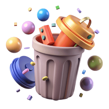dramatic abstract Recycle Bin with Different Colored Lids Transparent Background high resolution png