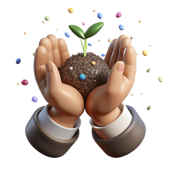 dramatic artistic Hands Holding Soil with Sprouting Seed Transparent exclusive png