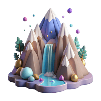 impressive contemporary Mountain with Waterfall with Transparent Background professional png