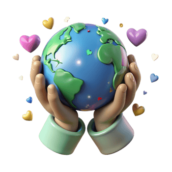 stunning modern Heart Shaped Hands Holding Globe Cutout premium png