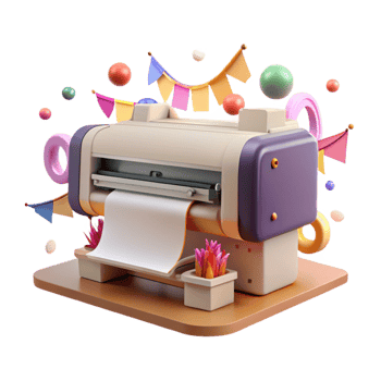 vibrant vintage Large Format Printer Front View with Banner Cutout high quality png