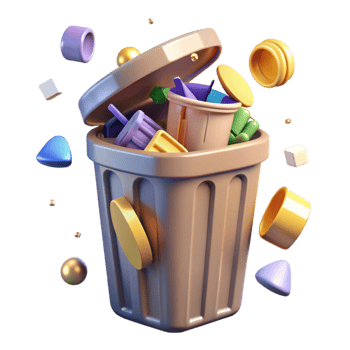 impressive vintage Recycle Bin Overflowing with Plastic Transparent Background genuine png