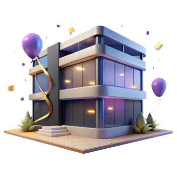 impressive artistic Modern Office Building at Night with Reflections Cutout detailed png