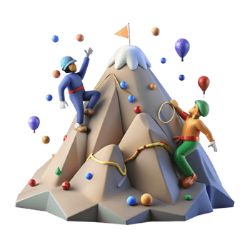 beautiful rustic Mountain Peak with Climbers Isolated with Climbing Figures original png