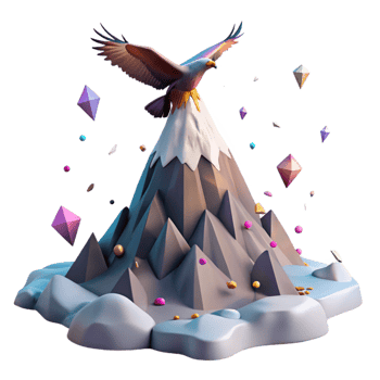 beautiful abstract Mountain Peak with Eagle Soaring Isolated with Majestic Bird high resolution png