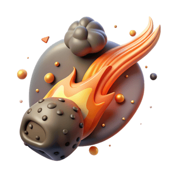 impressive rustic Meteor Burning Up Isolated with Fiery Trail high quality png