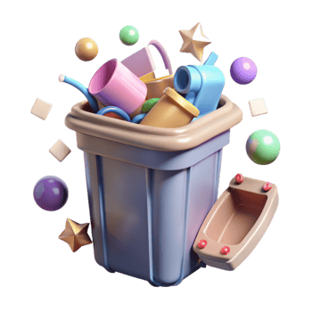 impressive creative Recycling Bin Overflowing with Plastic Transparent Background premium png