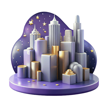 wonderful vintage Modern Office Building at Night with Reflections Cutout high quality png