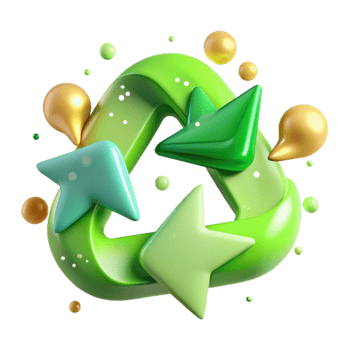vibrant modern Recycle Symbol with Green Arrows Transparent png